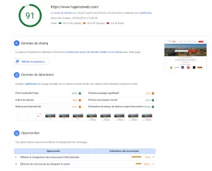 capture google page speed l'agence web